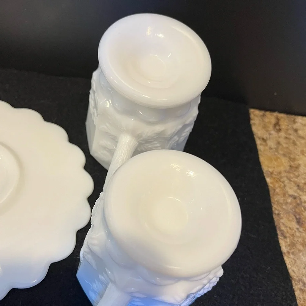 Vintage Westmoreland Milk Glass Sugar and Creamer Set Grapevine Pattern